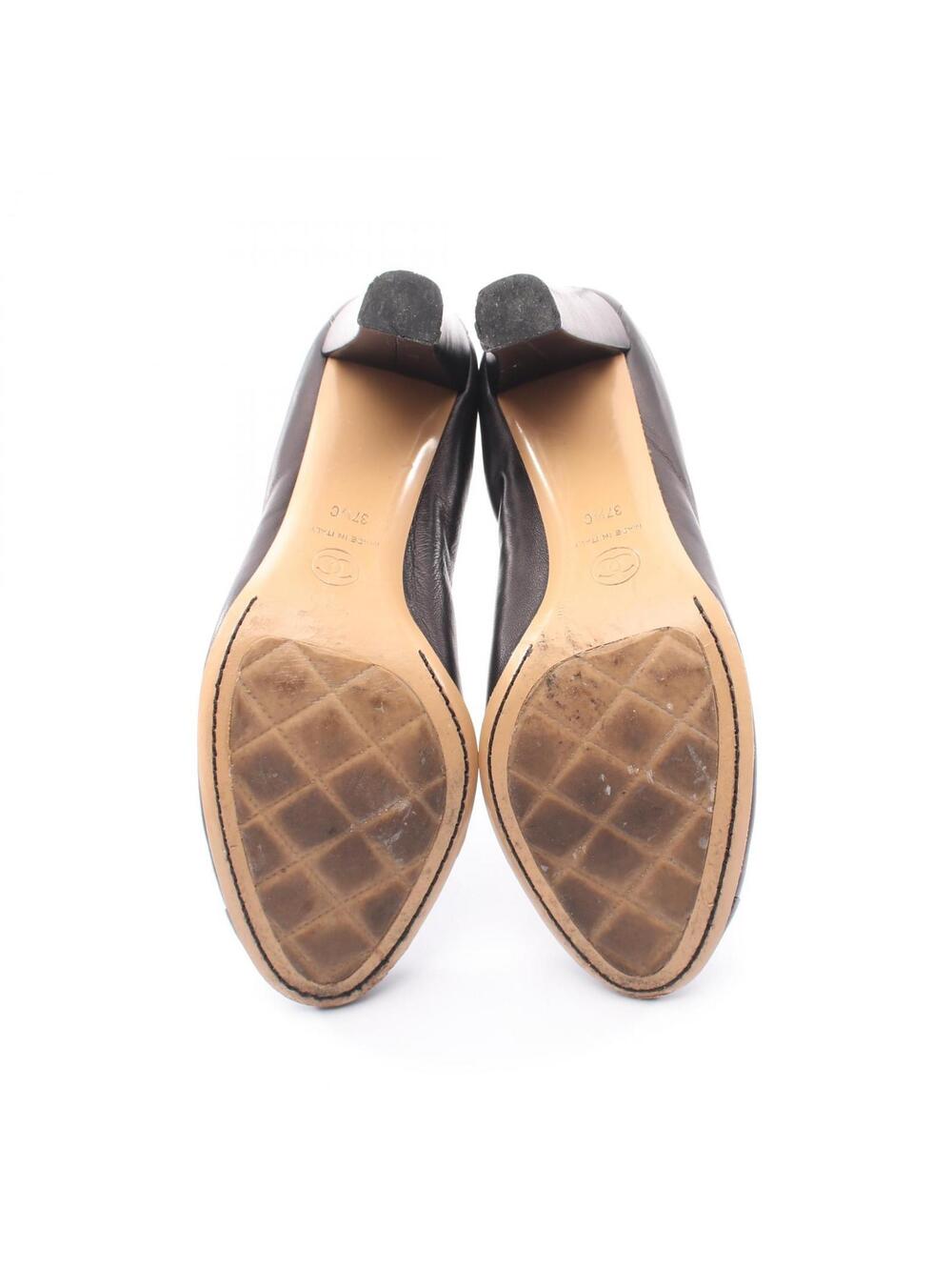 Chanel Coco Mark Heeled Pumps Shoes #37 #274898C39B - Picture 4 of 12